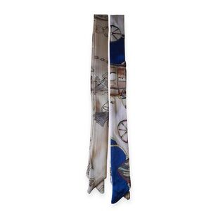 Skinny Silk Like Fashion Twilly Scarf with Multicolor Design 2pcsBag Accessories